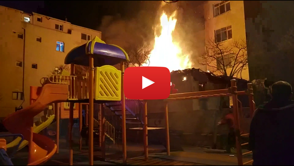 Başakşehir Kayabaşı Mahallesi’nde korkutan yangın video! İZLE